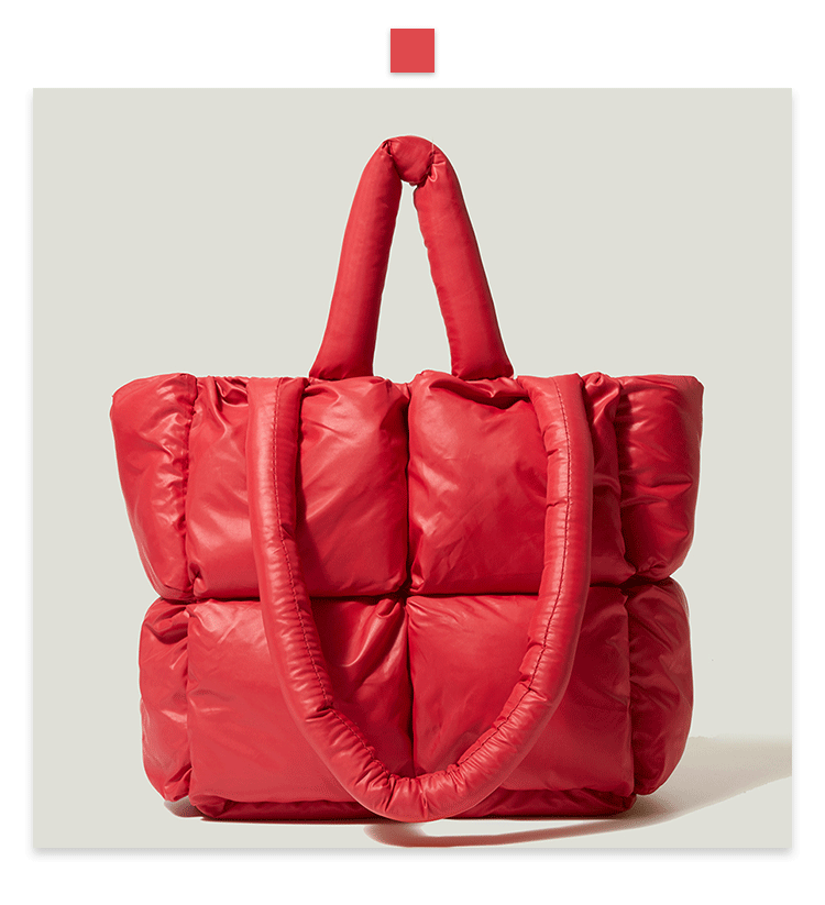Damentaschen Neue Daunentasche Baumwollhandtasche Damen weiche karierte Baumwollfüllung Umhängetasche Mode einfache Einkaufstasche_voghion.com