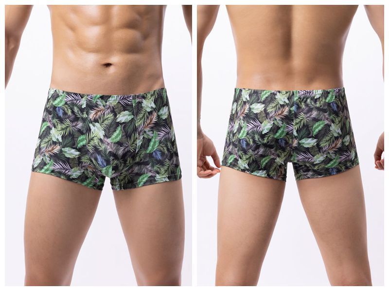 LuvBox 2024 Nuovi Boxer da Uomo in Seta di Latte Stampata, Traspiranti e Comodi, Multicolore, con Motivo a Rosa_voghion.com