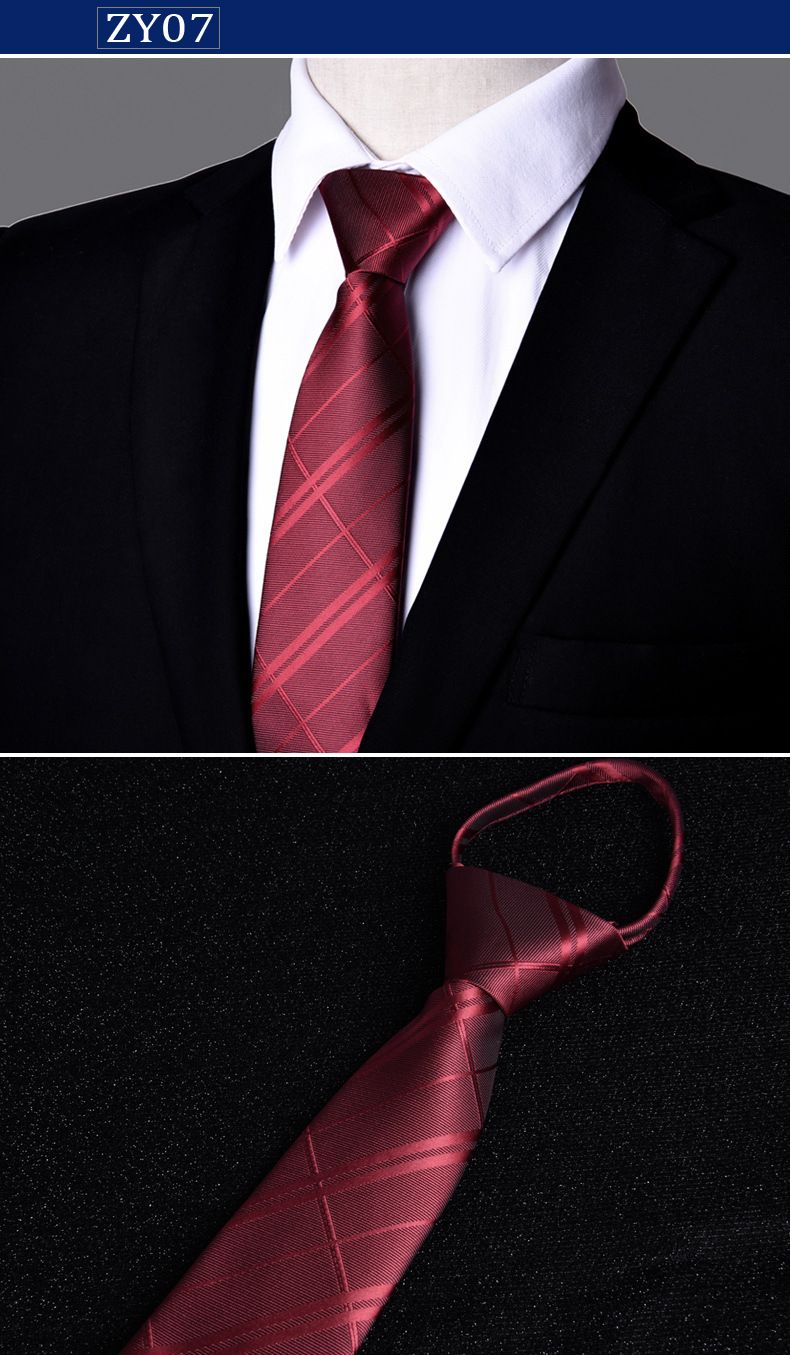 Unisex kaklasaite vīriešiem Profesionāls bizness Executive rāvējslēdzējs 7cm melnas svītras slinkiem cilvēkiem viegli vilkt bez spēlēšanās_voghion.com