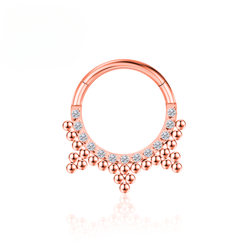 F136 Titanium Nose ring Cartilage Hoop Earrings Septum Clicker 16G Tragus Piercing Lobe Hinged Segment Helix Zircon Body Jewelry_voghion.com