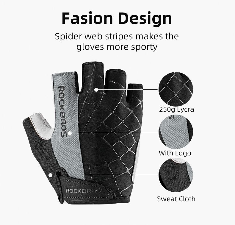 Gants de cyclisme ROCKBROS, mi-doigts, antichoc, respirants, VTT, vélo de montagne, gants de sport, hommes et femmes, gants courts_voghion.com