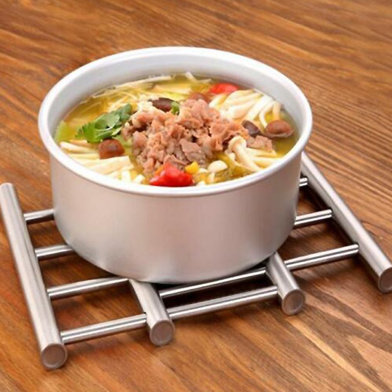 2Pcs Adjustable Stainless Steel Kitchen Insulation Pads Ladder Trivet Worktop Saver Pot Pan Stand Rack_voghion.com