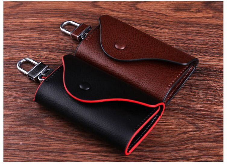 Men's Genuine Business Cowhide Door Key Case Keychain Leather 6002_voghion.com