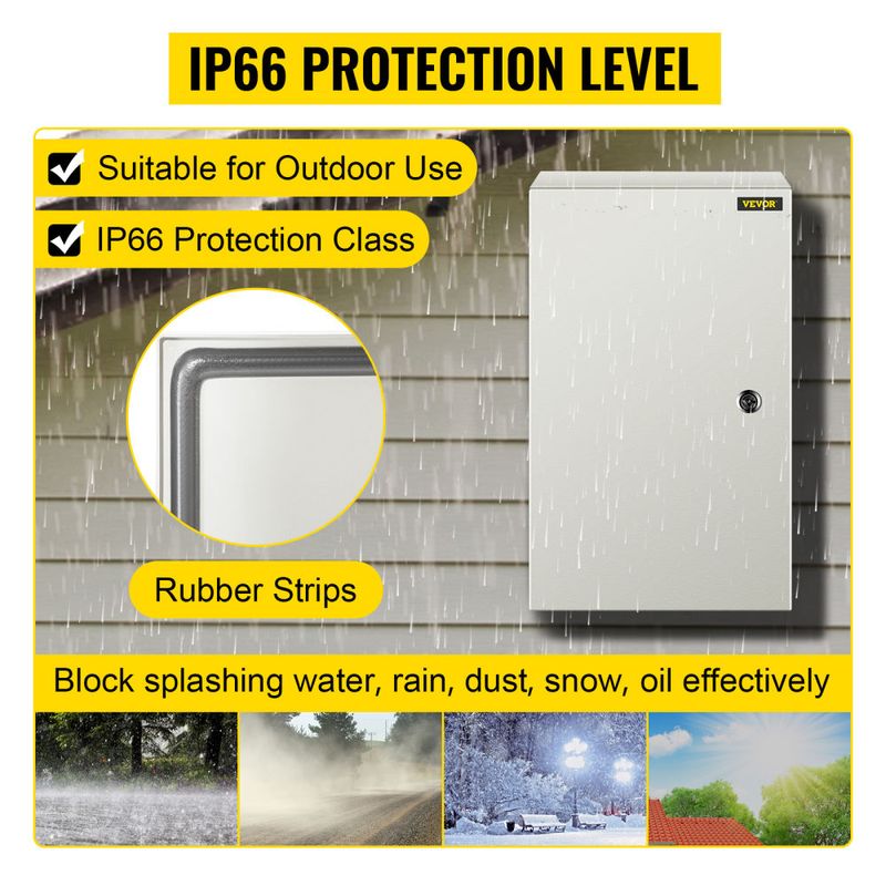 VEVOR NEMA Steel Enclosure, 20 x 12 x 10'' NEMA 4X Steel Electrical Box, IP66 Waterproof & Dustproof, Outdoor/Indoor Electrical Junction Box, with Mou_voghion.com
