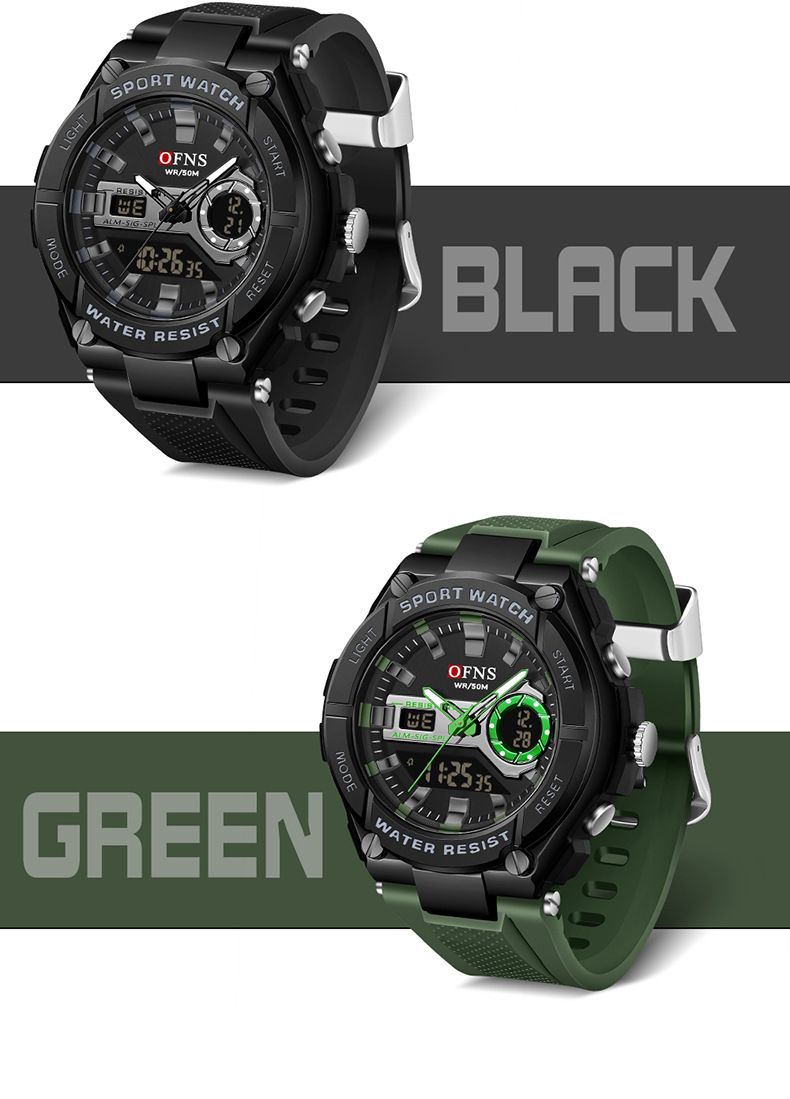 Men's Digital Analog Watch With Alarm, Luminous Display, Waterproof, Stopwatch, And Snooze Function - Sporty, Casual, And Stylish For Everyday Wear_voghion.com