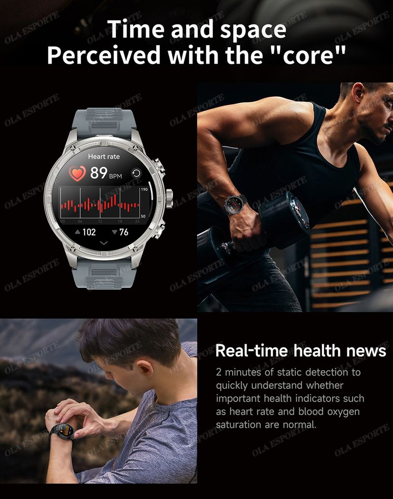Montre connectée militaire pour hommes, 710 mAh, pour l'extérieur, GPS, boussole, fréquence cardiaque, lampe de poche LED, appels Bluetooth, sport_voghion.com