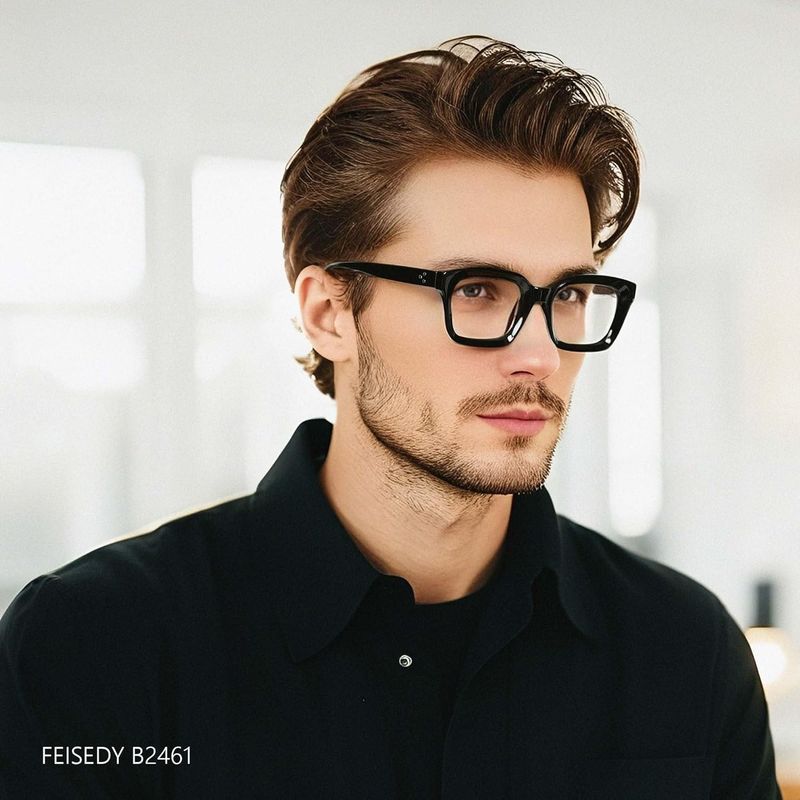 Montatura per occhiali classica rettangolare con lenti trasparenti spesse per uomo e donna, versione senza logo_voghion.com