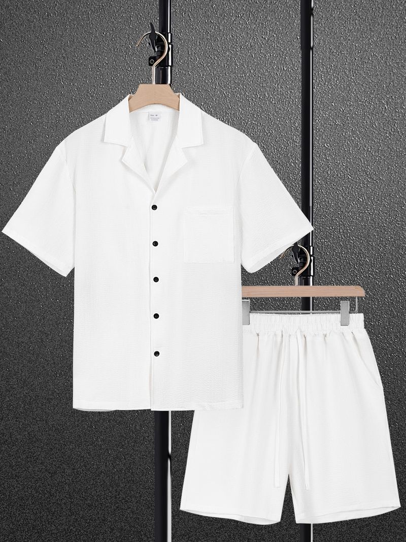 Camicia da uomo estiva da uomo, in cotone e lino, tinta unita, ampia e casual, con bottoni, a maniche corte_voghion.com