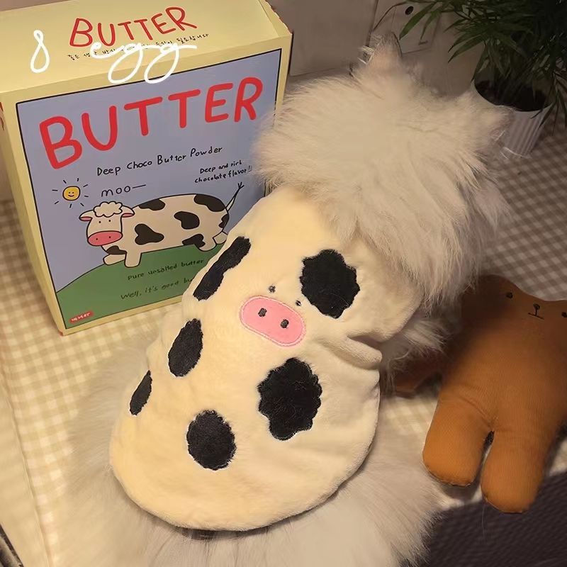 Schattige Cow Ranch~kattenkleding fleece warme mouwloze kattenvest winteroutfit_voghion.com