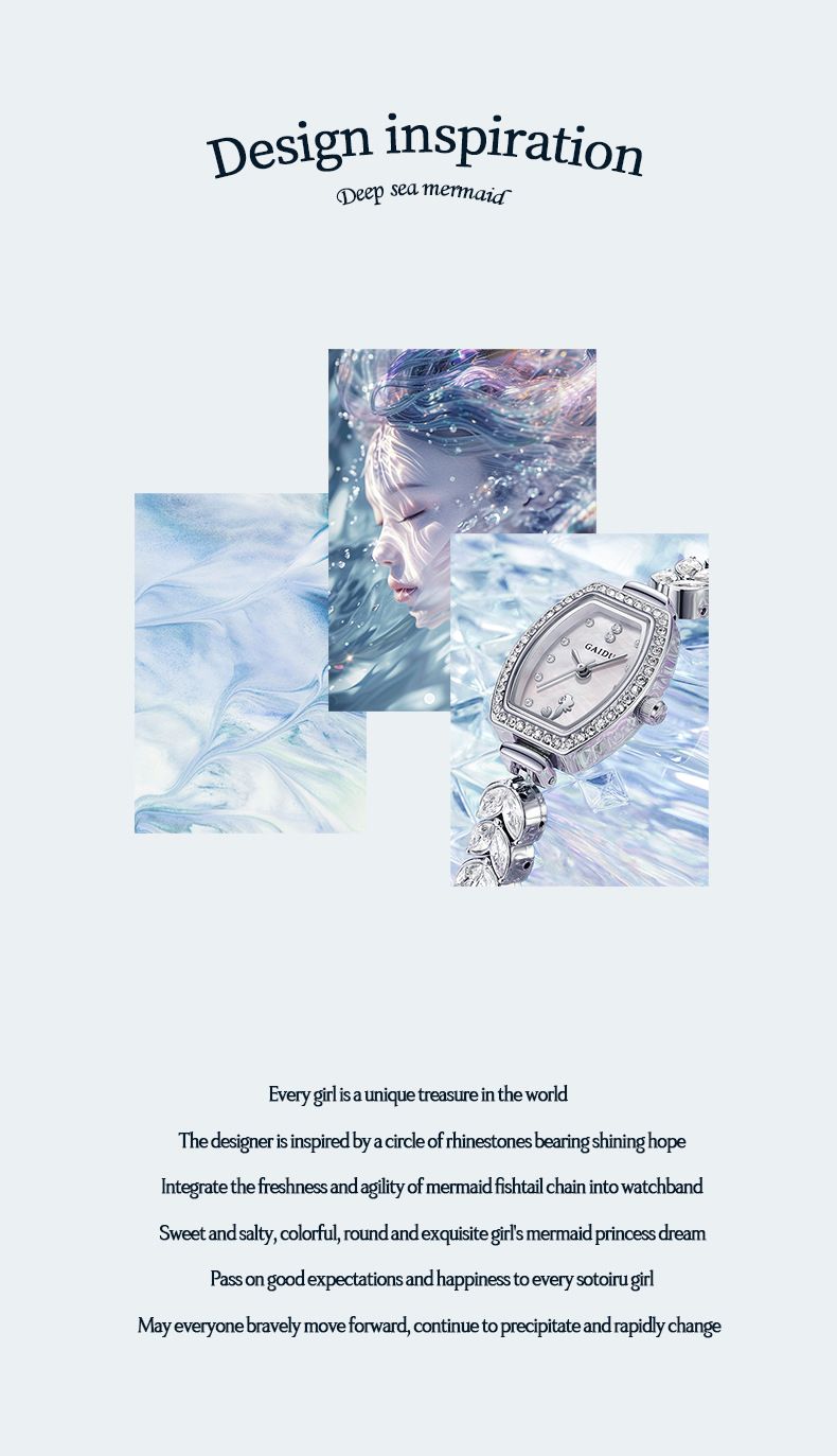Elegante orologio da donna ispirato alle sirene con dettagli interamente in diamanti, orologio da polso al quarzo impermeabile a forma di barile, orologio con bracciale elegante e delicato_voghion.com