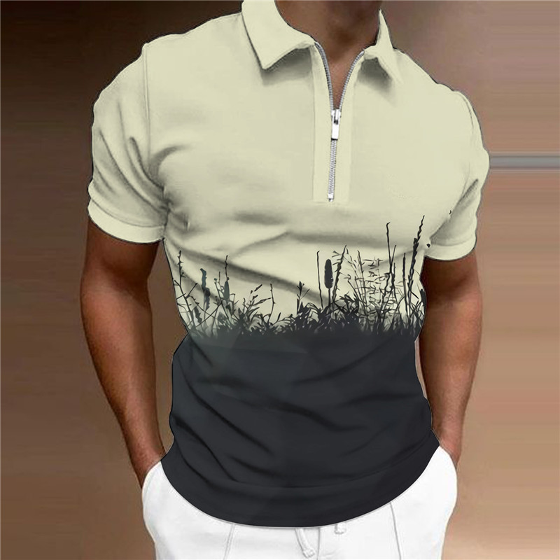 Sports style oversized shirt summer men's Polo short sleeve polyester 3D fashion trend brand printed top_voghion.com