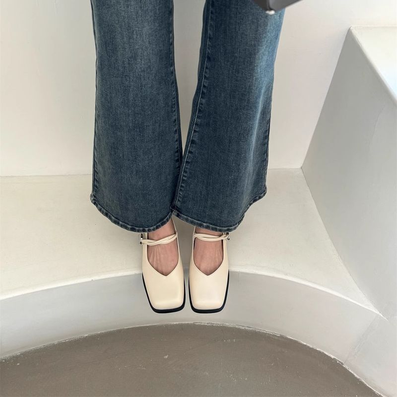 Retro Square Head Thick Heel Mary Jane Schuhe Fairy Schuhe Fairy Wind Gentle One Pedal Single Schuhe_voghion.com