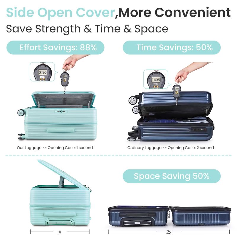 Luggage Sets 3 Piece(20/24/28), Expandable Carry On Luggage With TSA Lock Airline Approved, 100% PC Hard Shell And Lightweight Suitcase With Front Pocket And Spinner Wheels_voghion.com