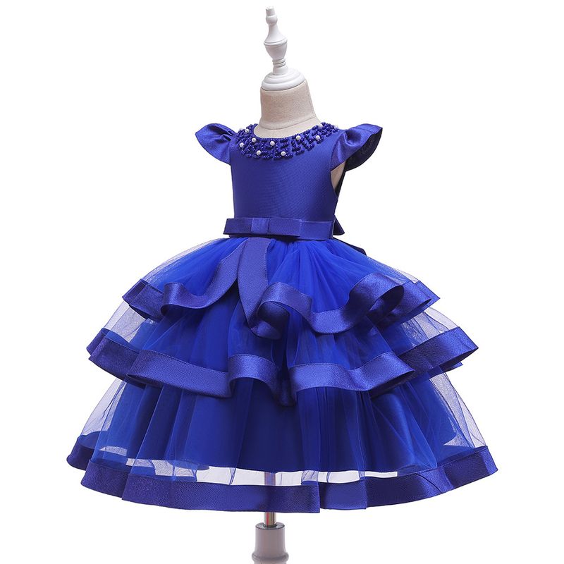Robe de spectacle perlée pour enfants européens et américains, robe bouffante multicouche pour fille, robe de Noël pour enfants_voghion.com