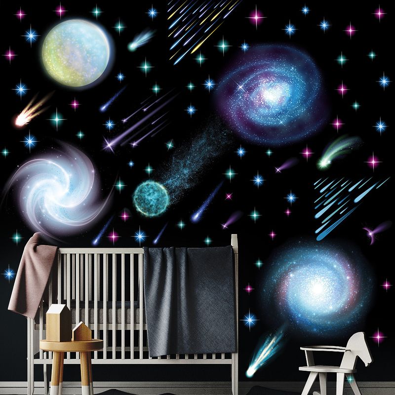 Blå Vortex Væg AFG3523 Universe Lysende Aurora Flow Regn Klistermærker_voghion.com