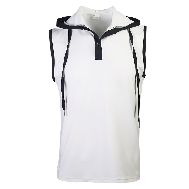 2024 Summer New Men's Tank Top Hooded Shoulder Trendy Brand Casual Sleeveless T-shirt_voghion.com