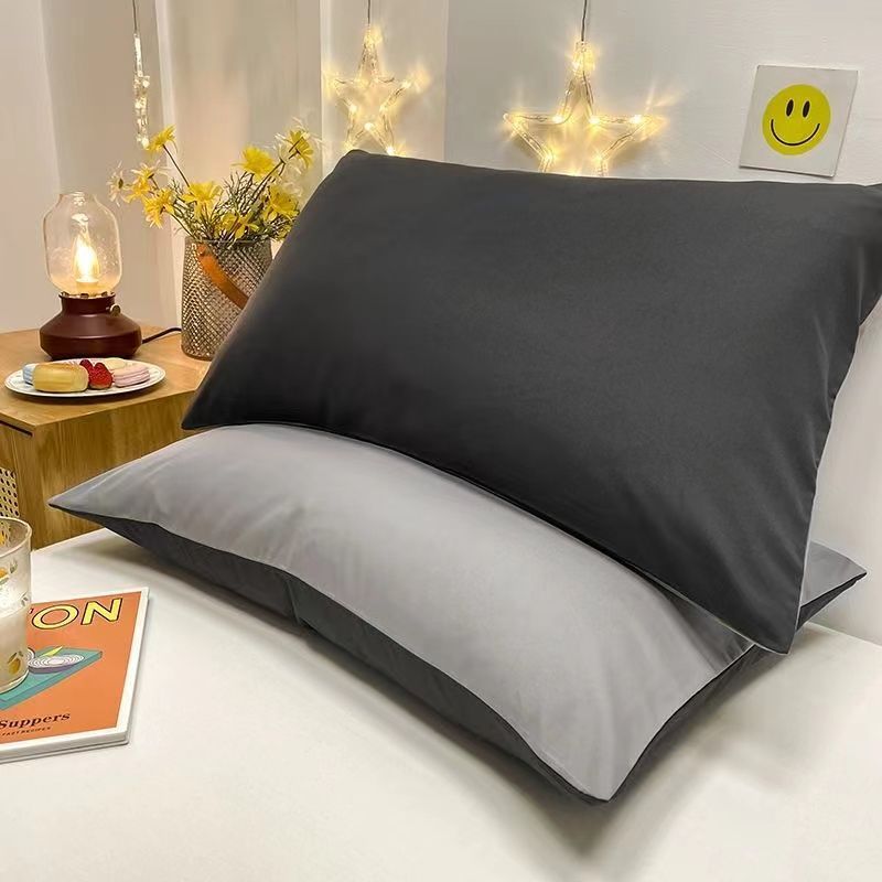 Solid Color Pillowcases Pair Washed Cotton Soft Core Thickened Pillowcase Single Dormitory Pillow Cover Minimalist Style_voghion.com