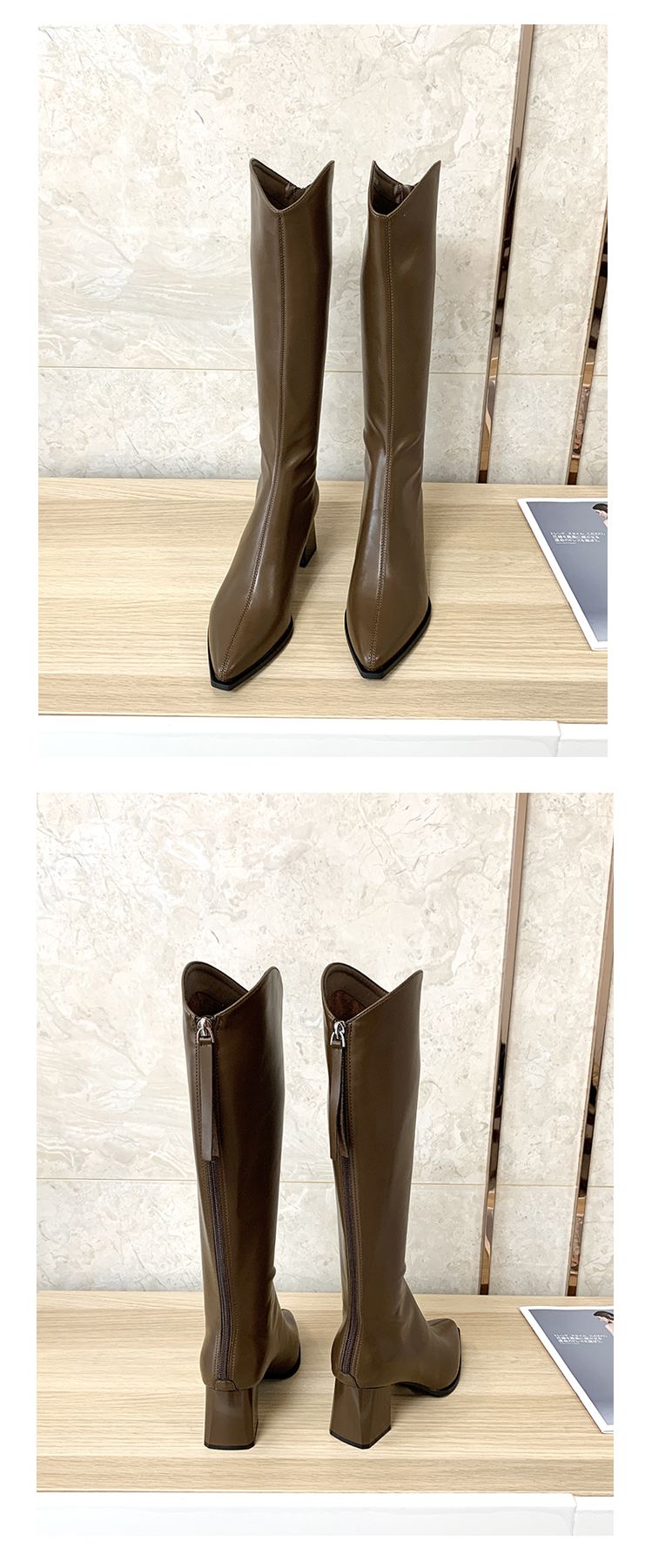 Autumn And Winter V Cut Below The Knee Pointed High-Heeled Thigh Boot_voghion.com