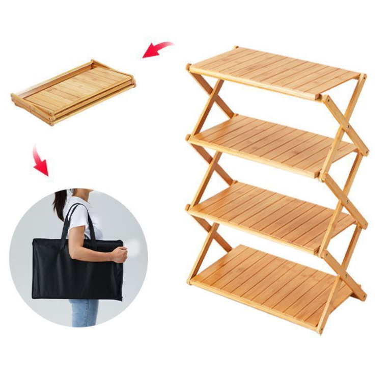 Outdoor Storage Folding Table Portable Multifunctional Multi-layer Organizer For Camping Special Tableware Rack_voghion.com
