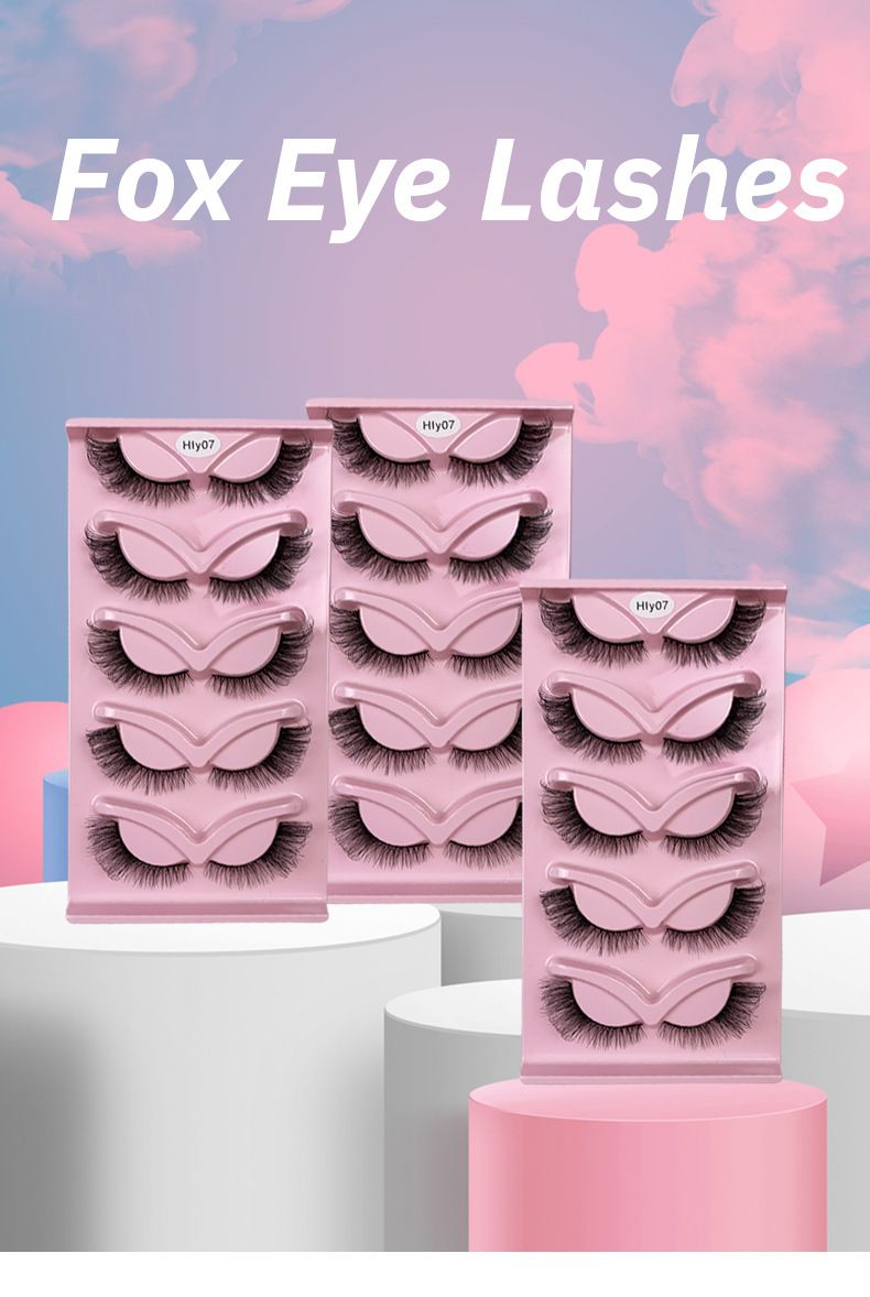 New eye tail elongated exaggerated 5 pairs of slim Halloween fox tie oblique fly false eyelashes_voghion.com
