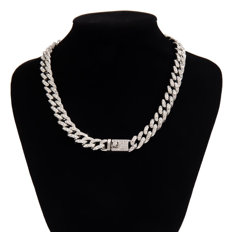 Hip Hop Personality Cuban Necklace For Men Full Diamond Collarbone Chain Simple Niche Yiwu Accessories_voghion.com
