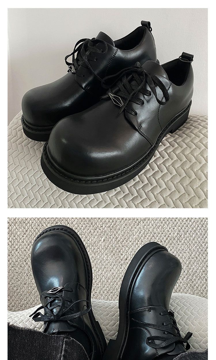Herbst Neue Echte Derby Für Männer High-End Dicke Sohle Höhe Zunehmende Große Britischen Stil Herren Casual Leder Schuhe_voghion.com