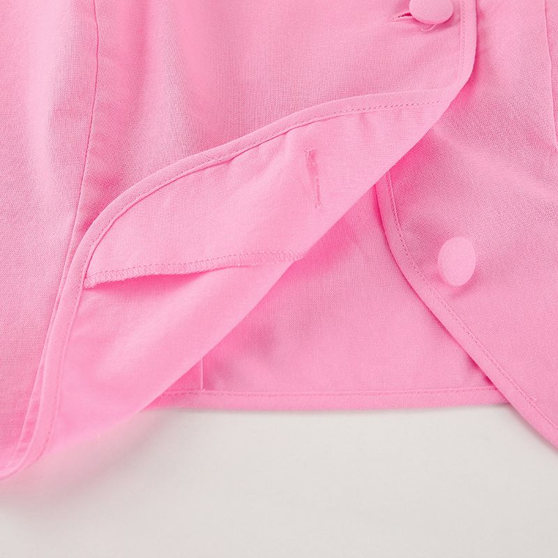 Vêtements pour femmes élégants tailleur jupe longue trapèze rose chemise jupe deux pièces_voghion.com