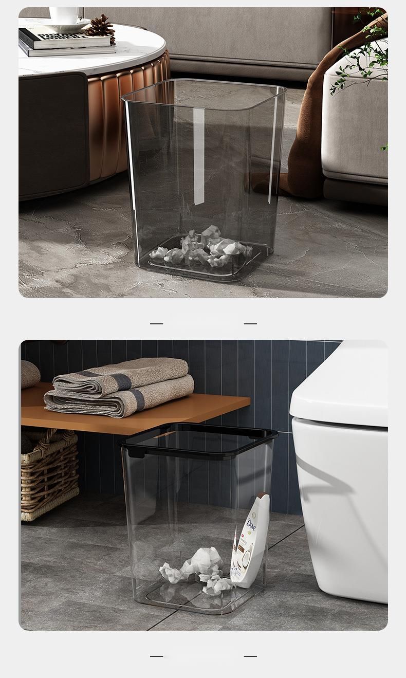 Grande cestino quadrato in plastica per soggiorno, cucina, camera da letto, bagno, dormitorio, stile moderno, trasparente, leggero, lusso_voghion.com