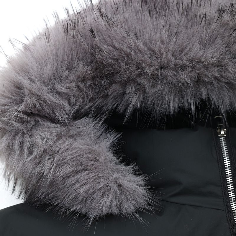 Chaqueta de algodón con capucha y cuello de piel bordada con letras góticas para hombre, moderna chaqueta de invierno gruesa con cuello alto desmontable_voghion.com