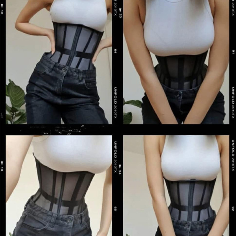 Women's Sexy see-through mesh waist spring slim knitted outer strappy top_voghion.com