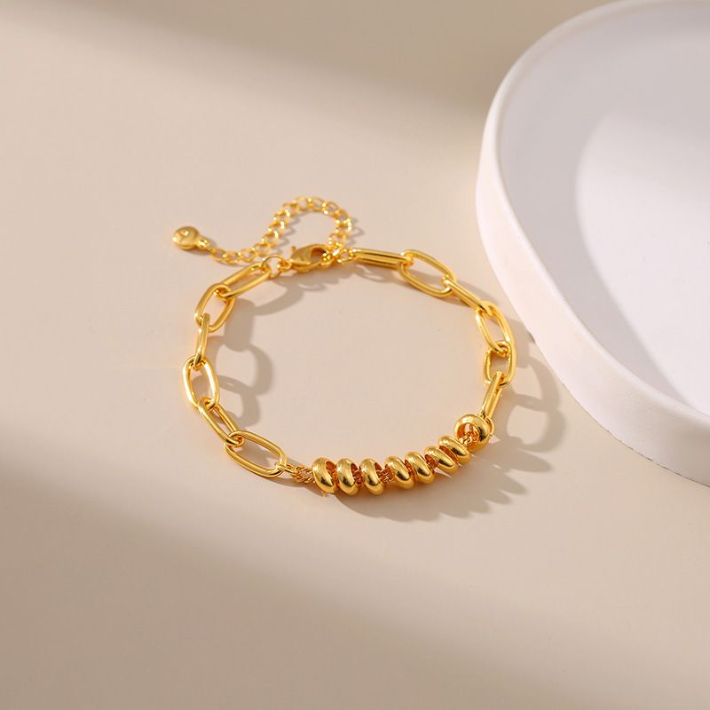 Faarfbehalend Metall-Abakusperlenarmband Handgemaachte K-Vergoldete O-fërmeg Kette Liicht Luxusarmband_voghion.com