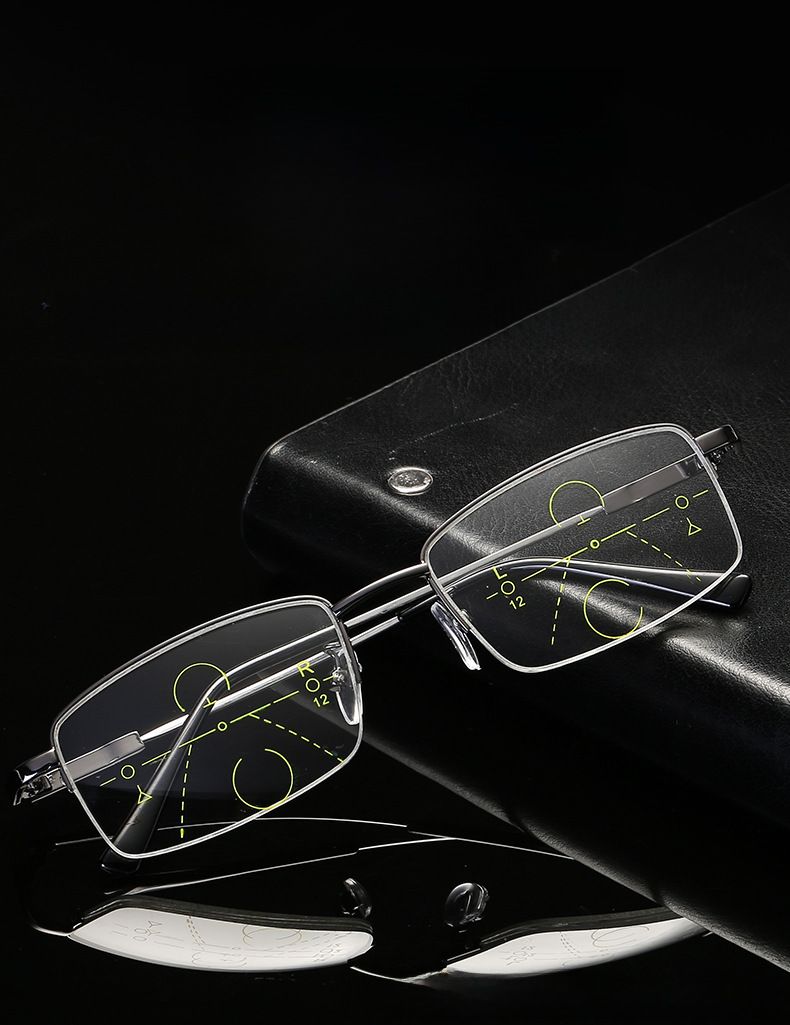 Memory Titanium Anti-Blue Light Presbyopia Glasses Men's Automatic Zoom Progressive Multifocal Far and Near Dual-purpose Presbyopia Glasses_voghion.com