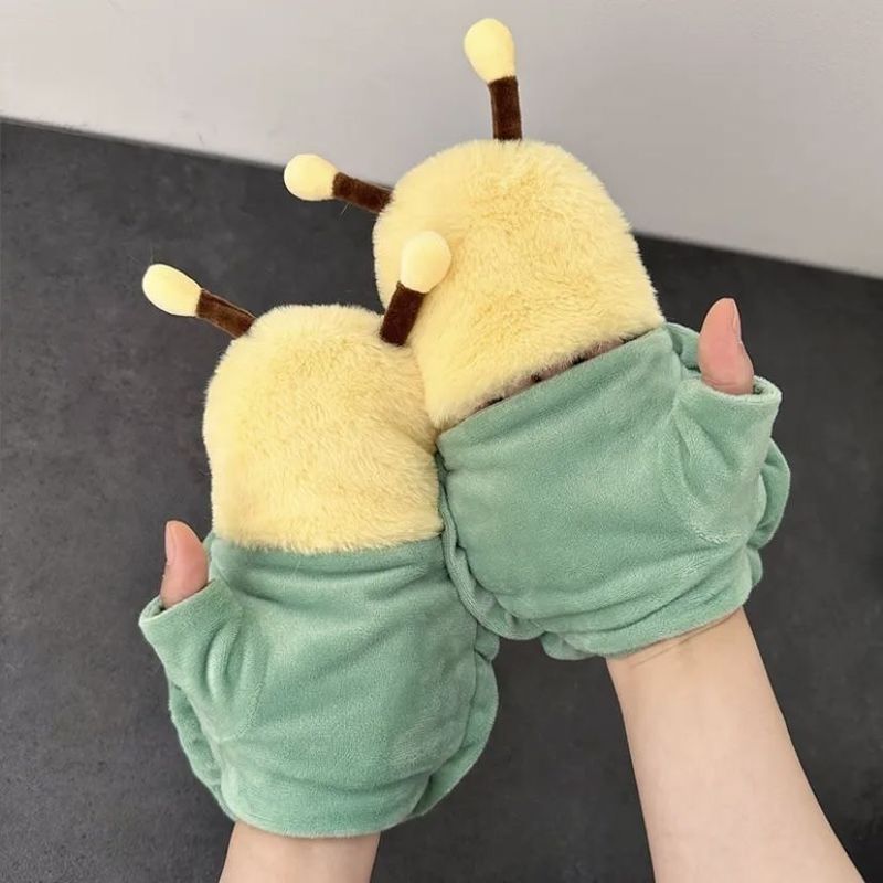 Luvas sem dedos para melhor amiga, fofa, quente, estudante, escrita, montando, à prova de vento, criativa, tartaruga e abelha_voghion.com
