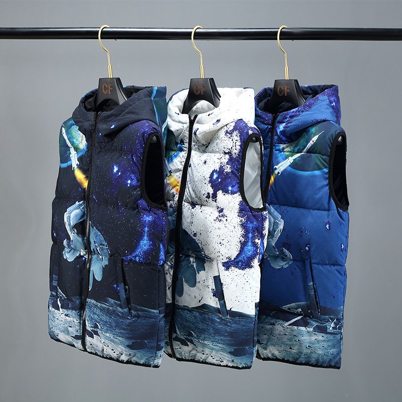 Men's Clothing Vest Men's Autumn And Winter Thickened Down Cotton Winter Waistcoat Jacket Youth Version Handsome Double-sided Vest Shoulder Vest_voghion.com