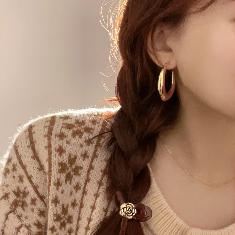 New Moon Halbkreis-Ohrringe aus poliertem Metall, schlicht, elegant, vielseitig, große silberne Nadelohrringe für Frauen, trendige Ohrstecker_voghion.com