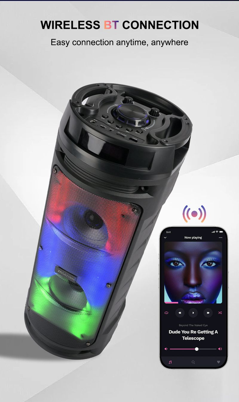 ZQS6210W Multifunctional Wireless Bluetooth Speaker Portable Portable Ambient Light Audio With Microphone_voghion.com