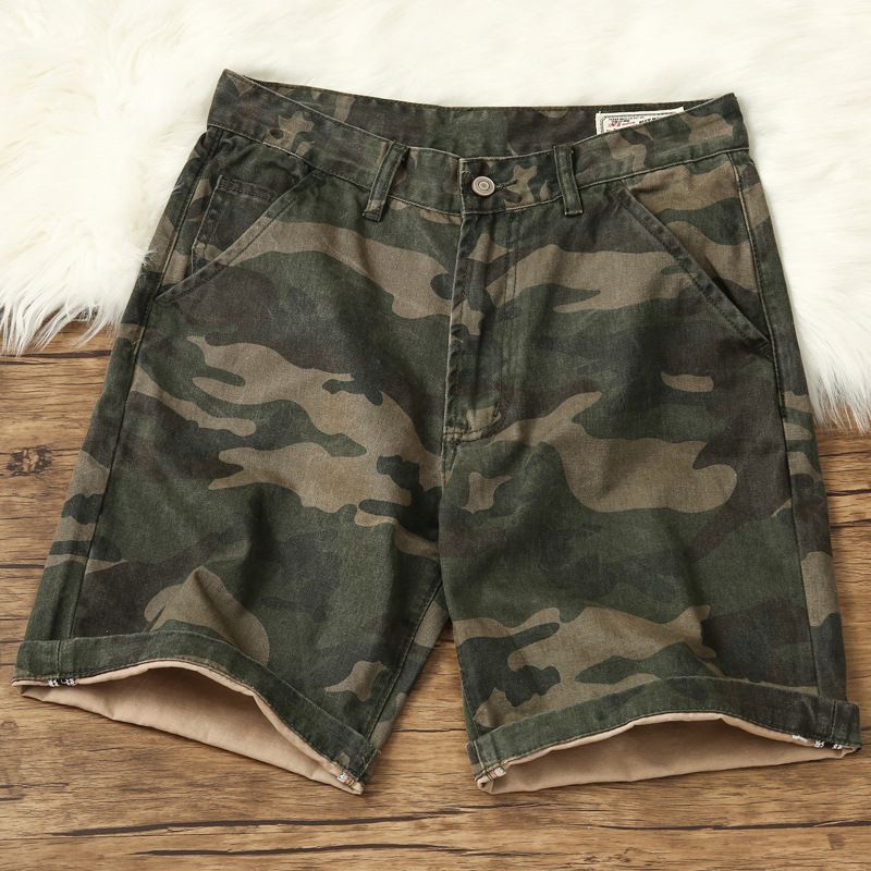 Pantalones cortos de trabajo Amikaki de camuflaje, estilo capri, ajustados, informales, de verano, para hombre._voghion.com