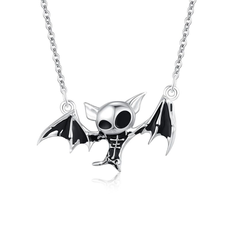 Neue persönliche Halloween-Halskette, vielseitiger, kreativer Gothic-Totenkopf-Fledermaus-Anhänger, Schlüsselbeinkette, Halloween-Geschenk_voghion.com