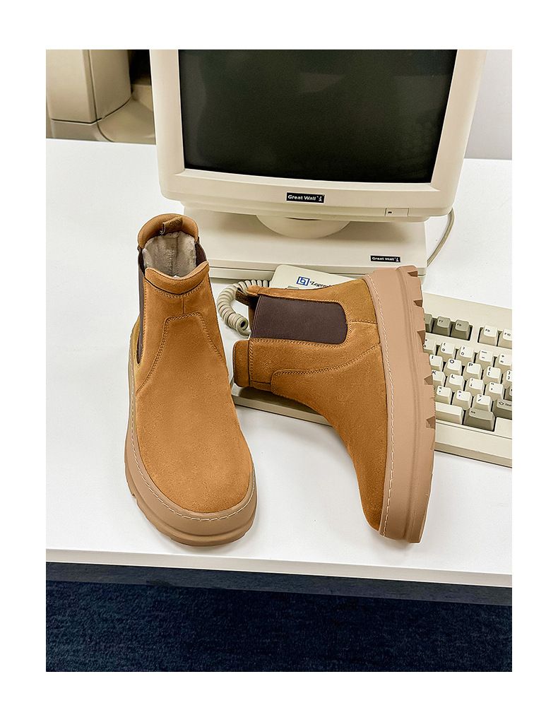 Couple Casual Chelsea Boots Thick-soled Height Increasing Tooling Boots Sleeve Martin Boots_voghion.com