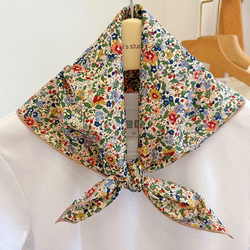 Écharpe de cou en coton beige à fleurs, style printemps-automne, inspirée du style champêtre japonais Mori Girl._voghion.com