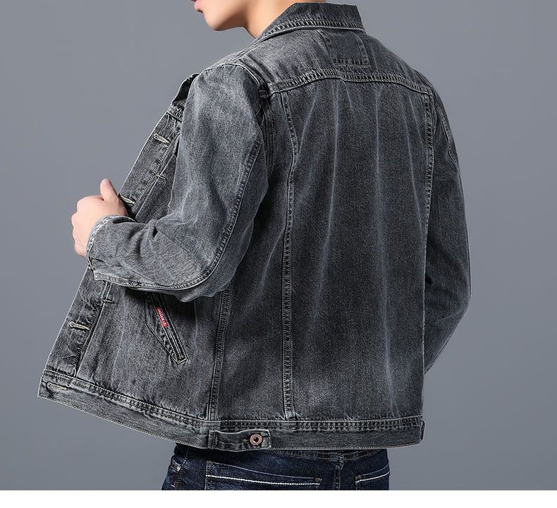 Retro Denim Jacket For Men - Loose Fit Vintage Korean Style Coat With Windproof Fabric, Casual Spring Fall Outerwear (Black/Blue) - Sizes M To 4XL_voghion.com