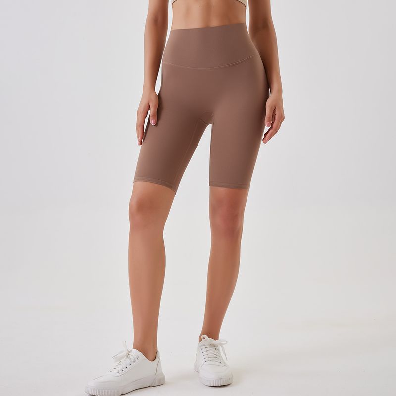 Women's Clothing double-sided brushed yoga shorts without embarrassing lines, buttocks lifting and abdominal control sports running fitness pants_voghion.com