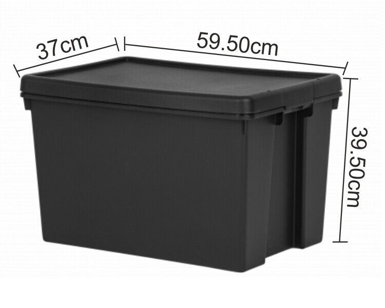 24L/36L/45L/62L/92L Heavy Duty Recycled Plastic Stackable Storage Box Lids Black_voghion.com
