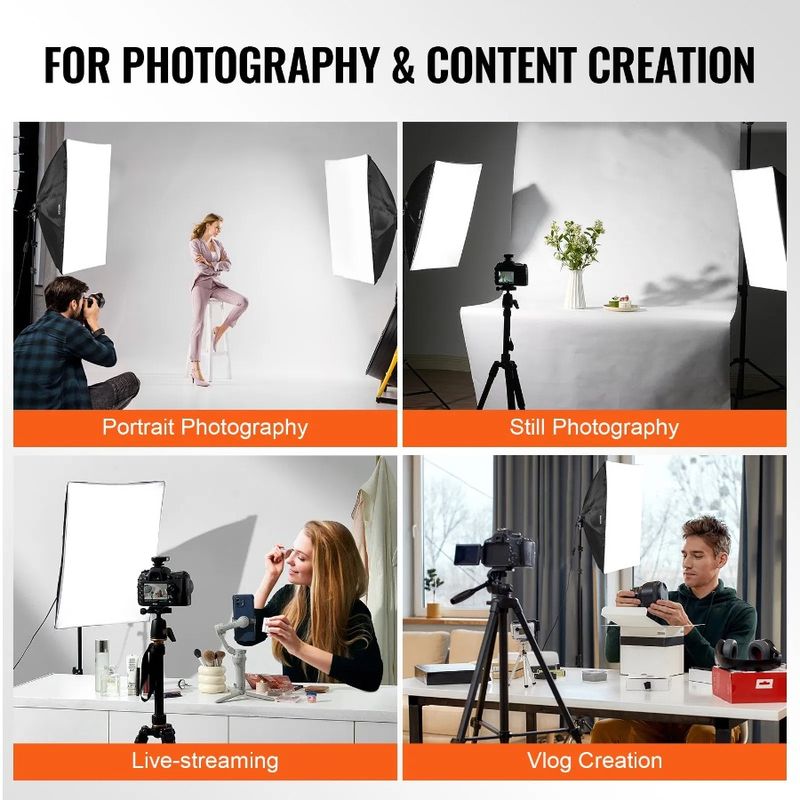 In Softbox Kit Lighting 28 LED Adjustable 5500K X Bulbs 30W In 20 Stand_voghion.com