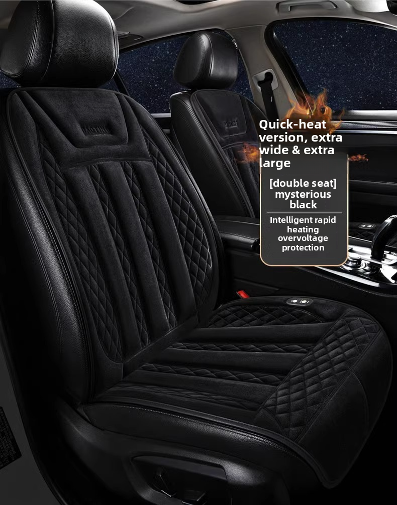 Graphene Heated Winter Single Car Electric Heating Modified Plush Seat Cushion 12V 24V Warm_voghion.com
