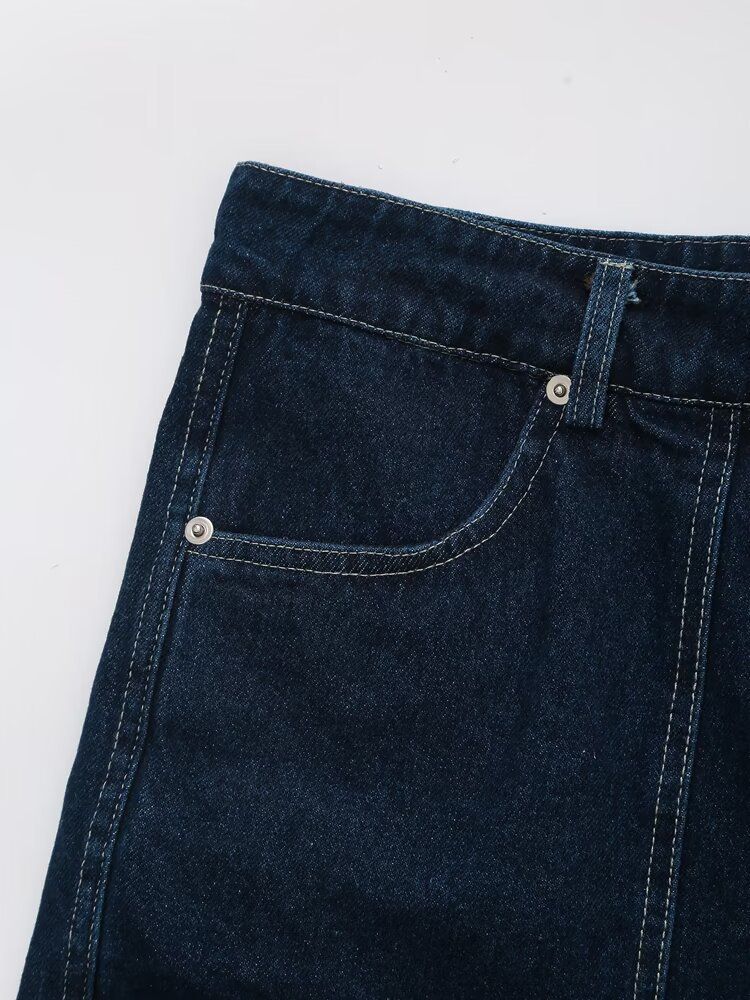 Women's Clothing Lapel Short Sleeved Shirt + Skirt Pants Denim Suit_voghion.com