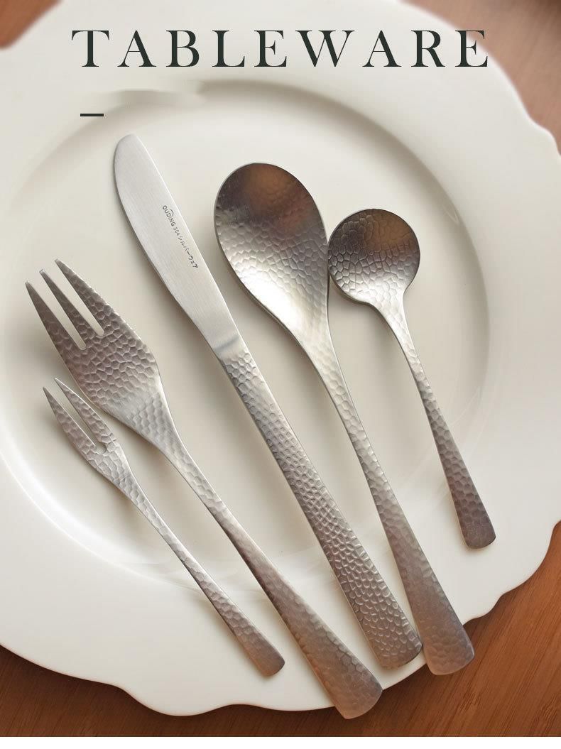 Mattes Kaltmuster Luxus 304 Edelstahl Messerset Restaurant Suppe Obstgabel Kaffee Rührlöffel_voghion.com