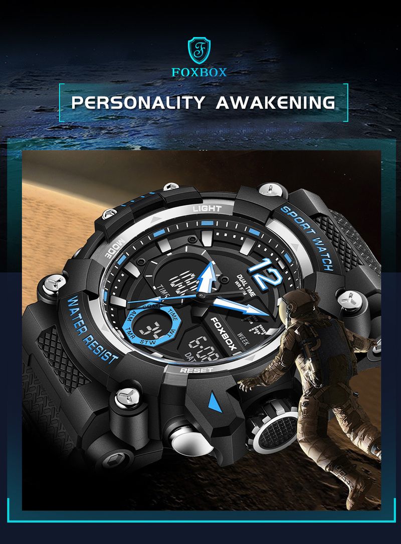 Reloj deportivo impermeable para hombre con pantalla dual, manecillas luminosas y cronómetro: ligero y resistente para actividades al aire libre._voghion.com