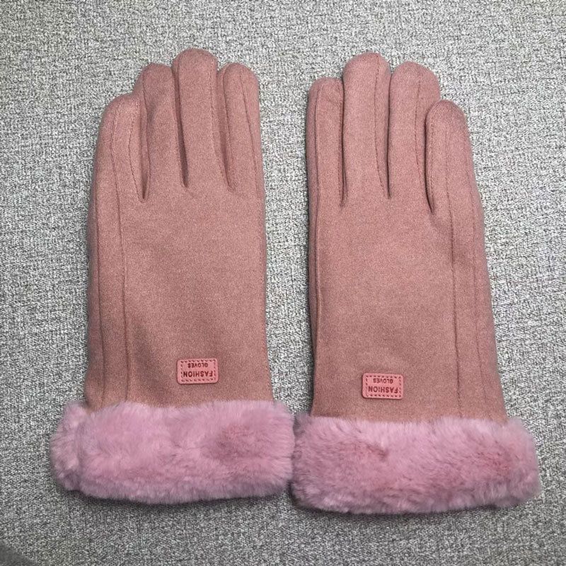 Guanti da equitazione caldi in pelle scamosciata da donna, autunno inverno, foderati in pile, neri, rosa, grigi, cammello, touchscreen_voghion.com