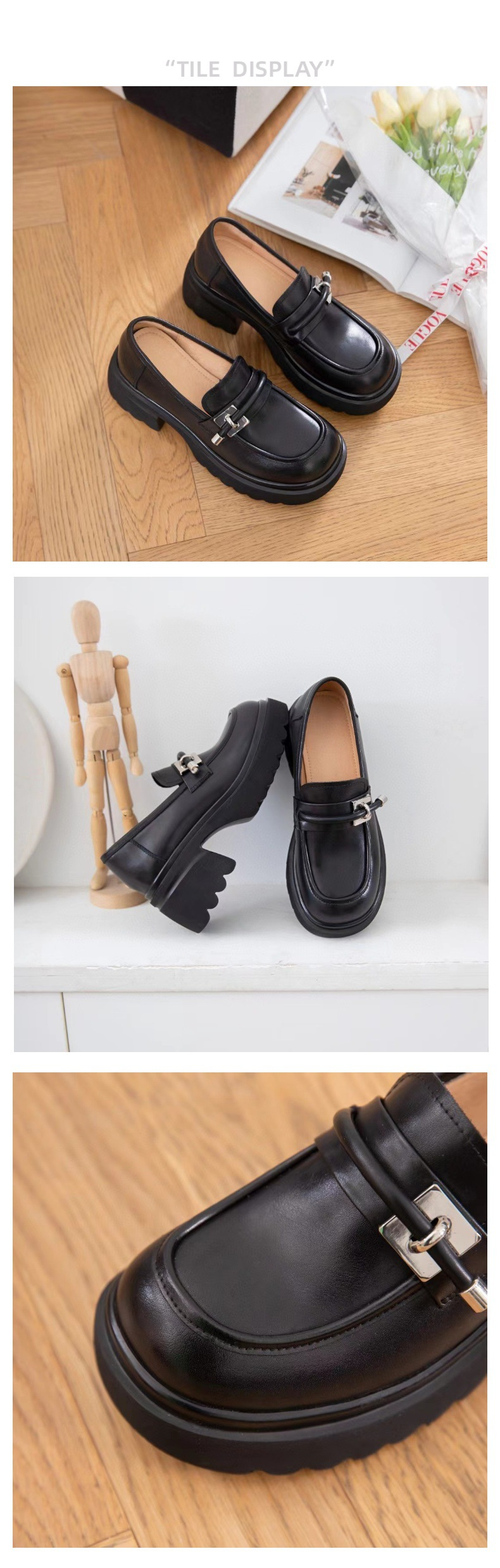 Britischer Stil, kleines Leder für Damen, 2024, neue oberste Schicht, Rindsleder-Absatz-Loafer, vielseitige Freizeitschuhe mit dicker Sohle_voghion.com